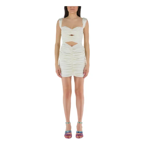 Nineminutes , Cut Out Short Dress with Draping ,White female, Sizes:
