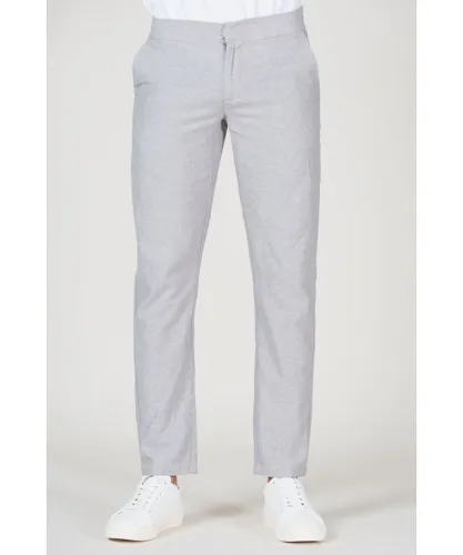 Nines Mens Grey 'Earvin' Linen Blend Classic Fit Trousers