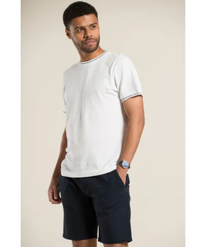 Nines Mens White Cotton Pique Short-Sleeve T-Shirt