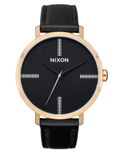 Nixon Arrow Leather 4 Watch - Gold, Black & Silver