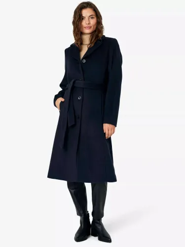 Noa Noa Cecilia Long Wool Blend Coat - Navy Blazer - Female