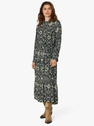 Noa Noa Louise Floral Tapestry Print Tiered Maxi Dress, Black/Off White - Black/Off White - Female