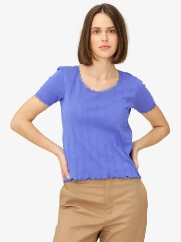 Noa Noa Mindy Pointelle Organic Cotton T-Shirt - Amparo Blue - Female
