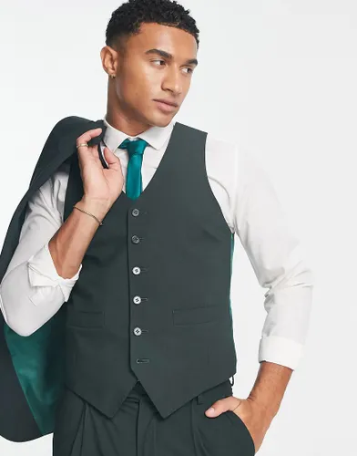 Noak 'Camden' super skinny premium fabric suit waistcoat in mid green with stretch