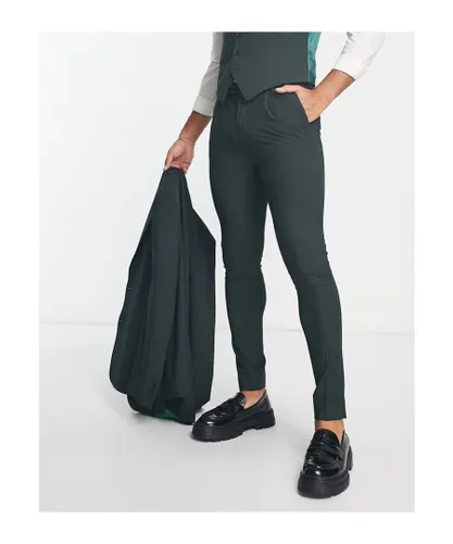Noak Mens 'Camden' super skinny premium fabric suit trousers in mid green with stretch - Dark Green