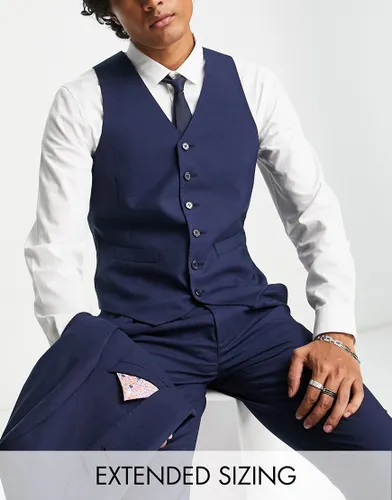 Noak premium wool-rich skinny suit waistcoat in navy