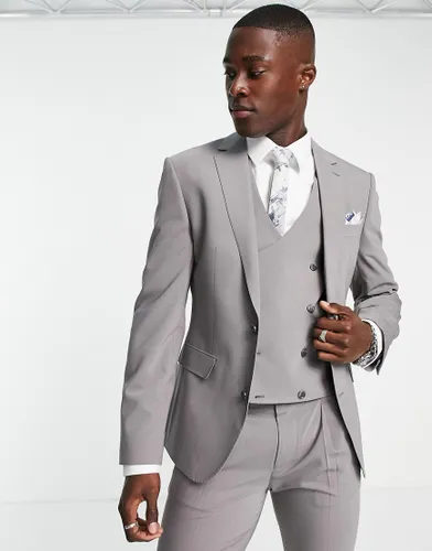 Noak 'Tower Hill' skinny suit jacket in grey worsted wool blend with stretch