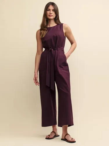 Nobody's Child Adeline Cotton Linen Blend Cropped Jumpsuit, Purple - Purple - Female