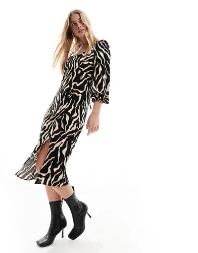 Nobody's Child Angie midi dress in zebra print-Black