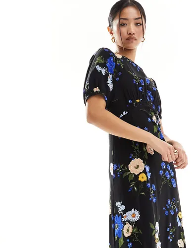 Nobody's Child Bonnie midi dress in black and blue floral
