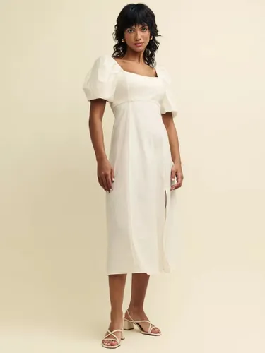 Nobody's Child Henri Cotton Linen Blend Midi Dress, Cream - Cream - Female