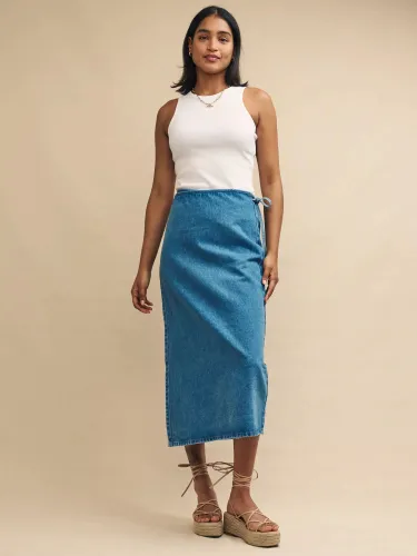 Nobody's Child Latimer Wrap Midi Skirt, Blue - Blue - Female
