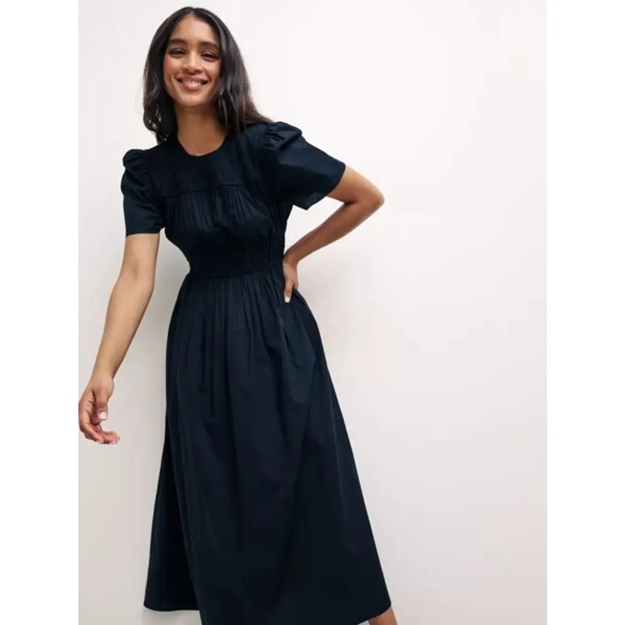 Nobody's Child Natalia Organic Cotton Shirred Maxi Dress - Black - Female