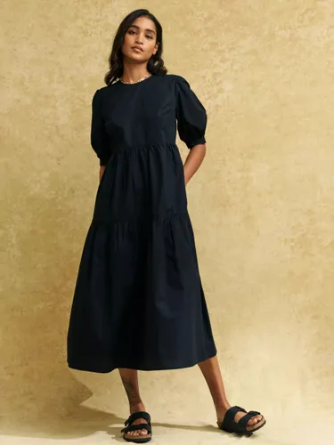 Nobody's Child Rochelle Organic Cotton Midi Dress, Black - Black - Female
