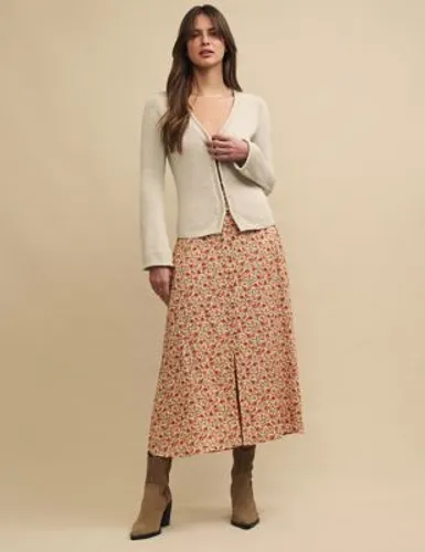 Nobody'S Child Womens Floral Midi A-Line Skirt - 10 - Cream Mix, Cream Mix