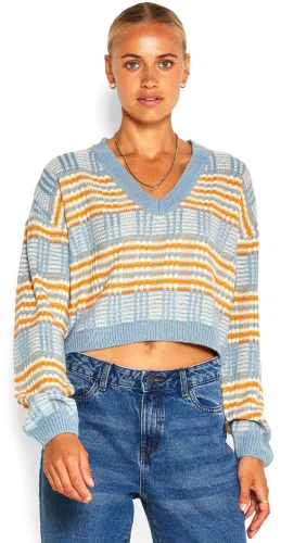 Noisy May Ashley Blue Einstein Multi-Coloured Knitted Pullover