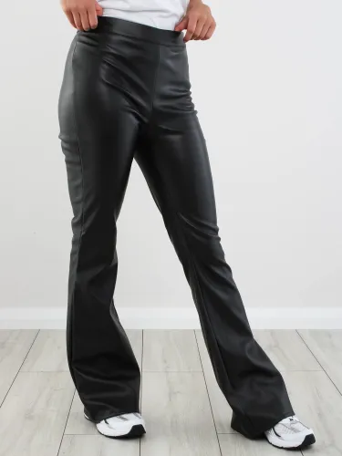 Noisy May Black Andy Coated Flared Trousers