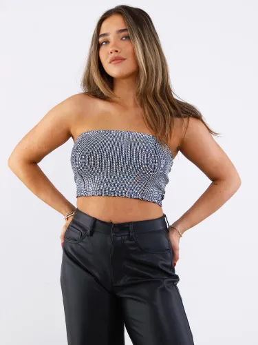 Noisy May Black / Silver Dance Sequin Tube Top
