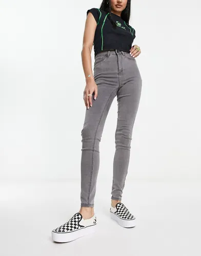 Noisy May Callie high waisted skinny jeans in light grey