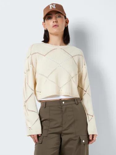 Noisy May Pearled Ivory June Cropped Knitted Pullover
