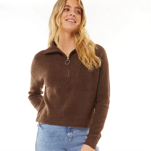 Noisy May Womens Alice Long Sleeve High Neck Knit Jumper Cappuccino