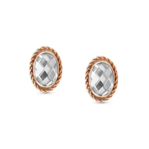 Nomination 9ct Rose Gold White CZ Oval Stud Earrings