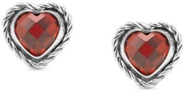 Nomination Red CZ Silver Heart Earrings