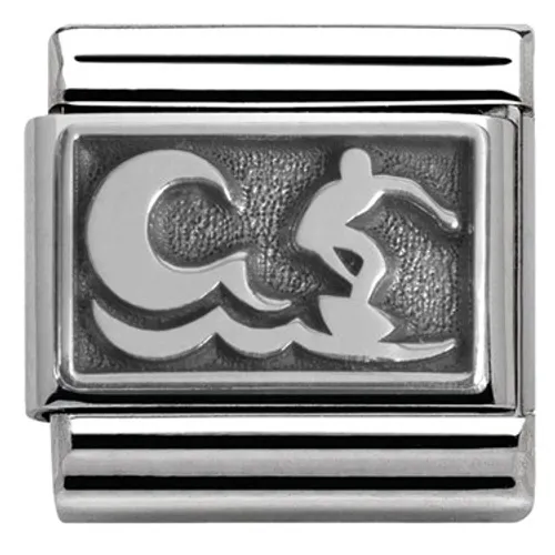 Nomination Surfer with Wave Charm - Silver