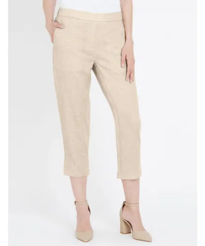 Noni B Womens 7/8 Length Pull On Linen Pants - Beige