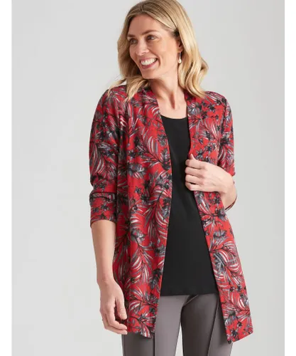 Noni B Womens Button Mono Print Twinset Jacket & Top - Red