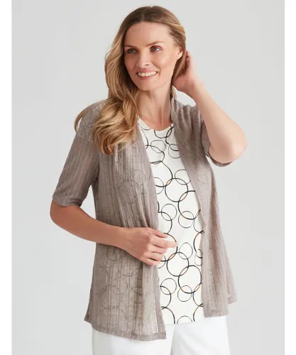 Noni B Womens Cotton Textured Cardigan - Beige