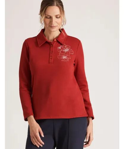 Noni B Womens Fleece Polo - Red Cotton