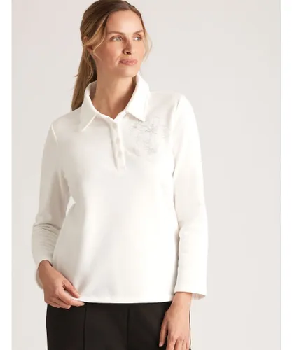 Noni B Womens Fleece Polo - White Cotton