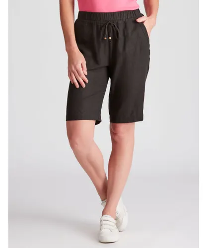 Noni B Womens Linen Shorts Black