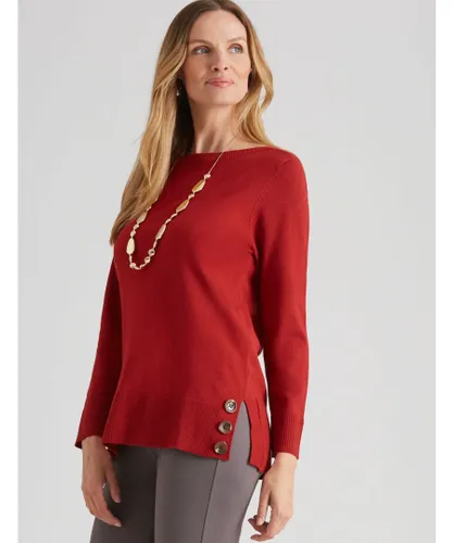 Noni B Womens Long Sleeve Button Knitwear Jumper - Red