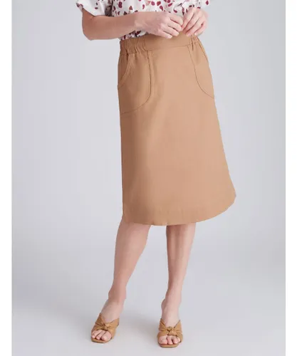 Noni B Womens Pull On Crossdye Linen Skirt - Beige
