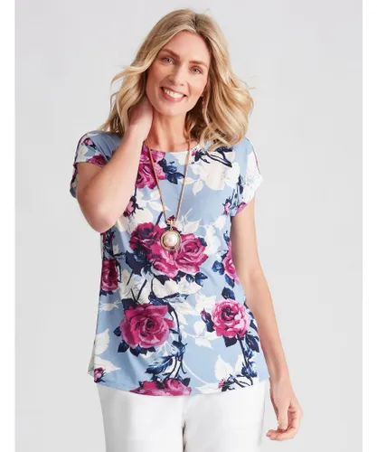 Noni B Womens Short Sleeve Floral Knitwear Top - Multicolour