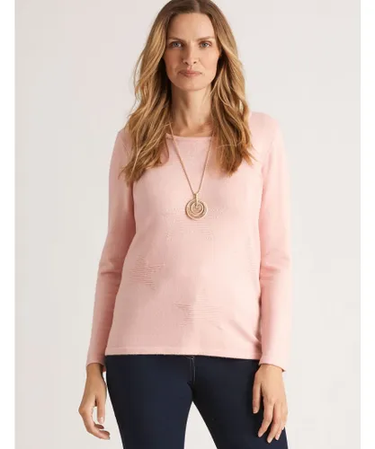 Noni B Womens Star Embellished Knitwear T-Shirt - Pink Nylon