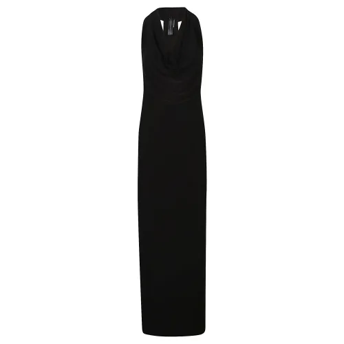 Norma Kamali , Black Halter Side Slit Dress ,Black female, Sizes: