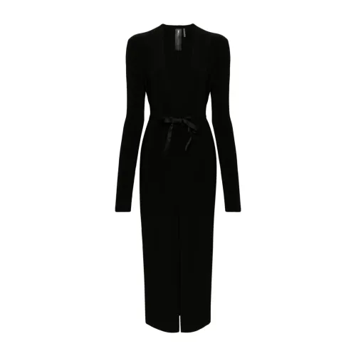 Norma Kamali , Black Plunging V-Neck Maxi Dress ,Black female, Sizes: