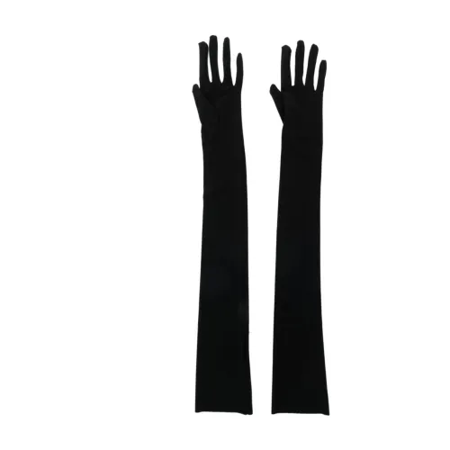 Norma Kamali , Black Stretch Long Gloves ,Black female, Sizes: