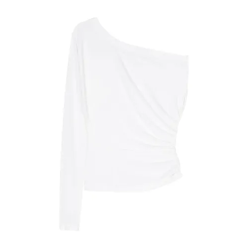 Norma Kamali , White Sweater with Ruched Detailing ,White female, Sizes: