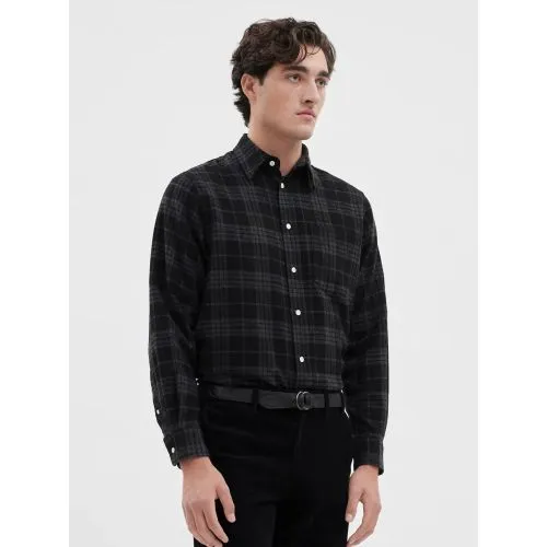 Norse Projects Mens Charcoal Melange Algot Relaxed Wool Check Shirt