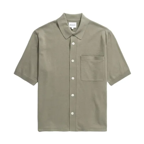 Norse Projects , Rollo Linen Short Sleeve Shirt ,Beige male, Sizes: