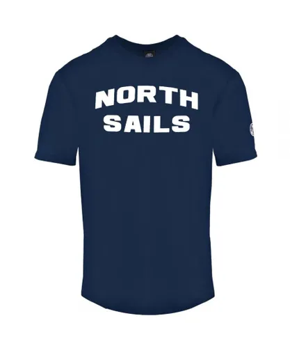 North Sails Mens Block Brand Logo Navy Blue T-Shirt Cotton