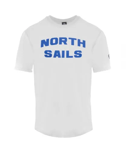 North Sails Mens Block Brand Logo White T-Shirt Cotton