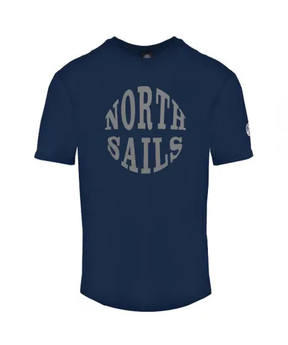 North Sails Mens Circle Logo Navy Blue T-Shirt Cotton