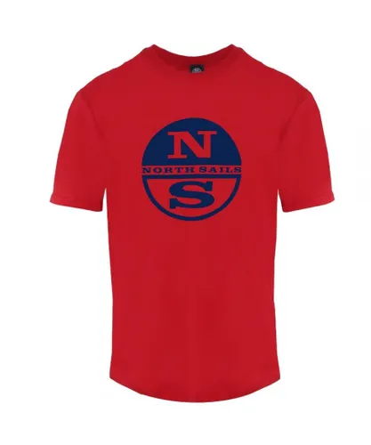 North Sails Mens Circle NS Logo Red T-Shirt Cotton