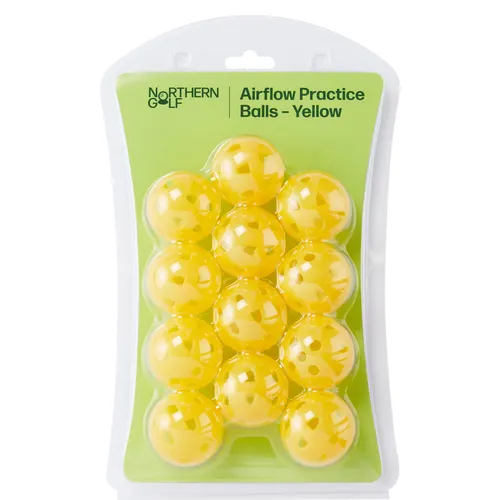 Northern Golf Airflow Practice Golf Balls Yellow Pack of 12