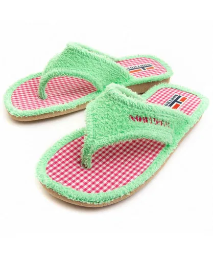 Northome Womens Flip-Flop Homeflip In Green Textile